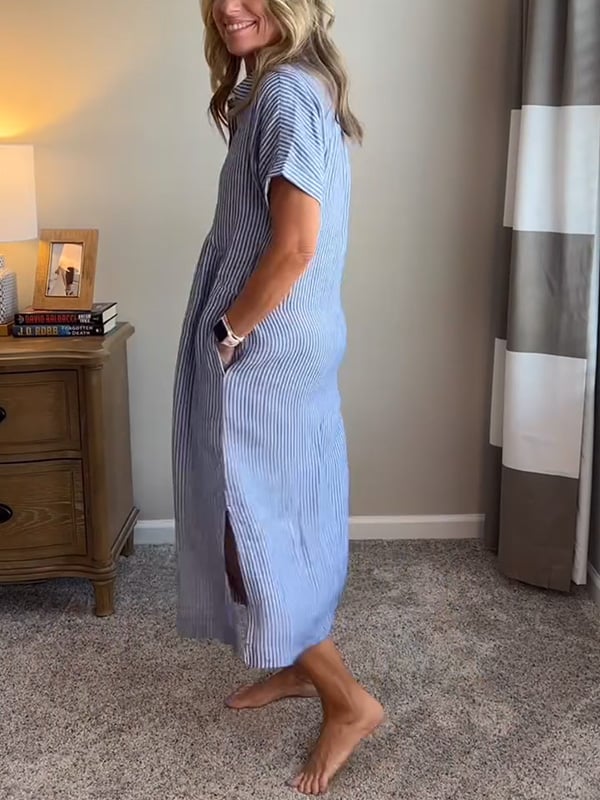 Wilma™ | Randig skjortklänning med tidlös elegans