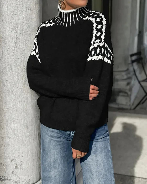 Olivia™ | Tröja med hög hals i stickat