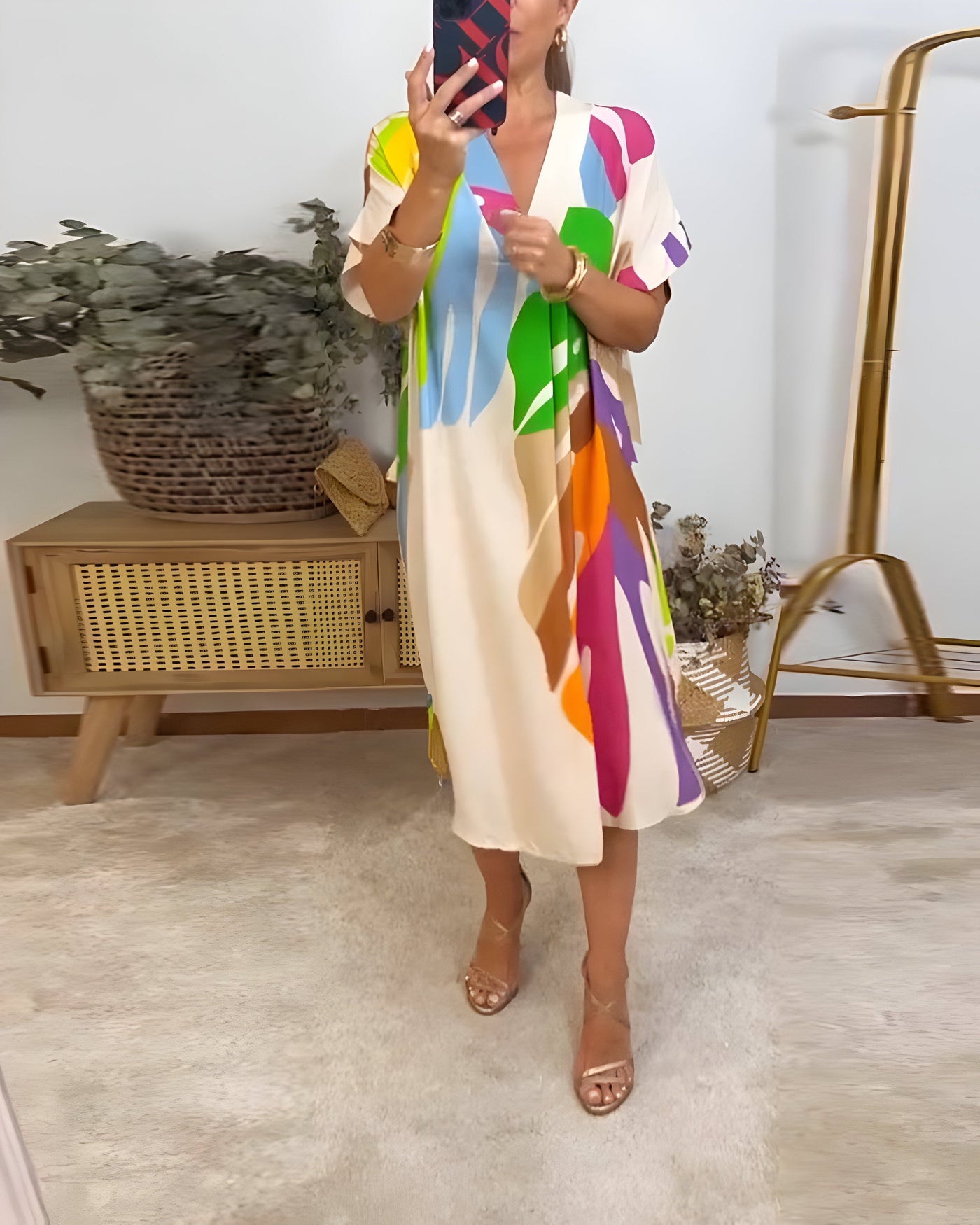 Tuva™ | Ibiza-inspirerad sommarklänning med bladmotiv