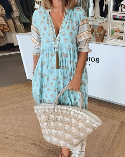 Carin™ | Avslappnad Klänning med Tryck