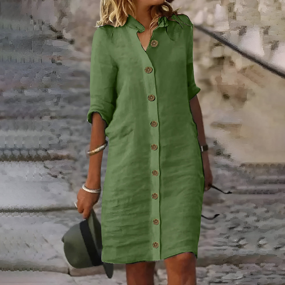 Bea™ | Casual Midi-Skjortklänning