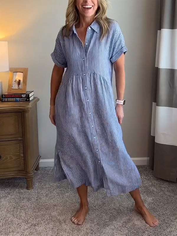 Wilma™ | Randig skjortklänning med tidlös elegans