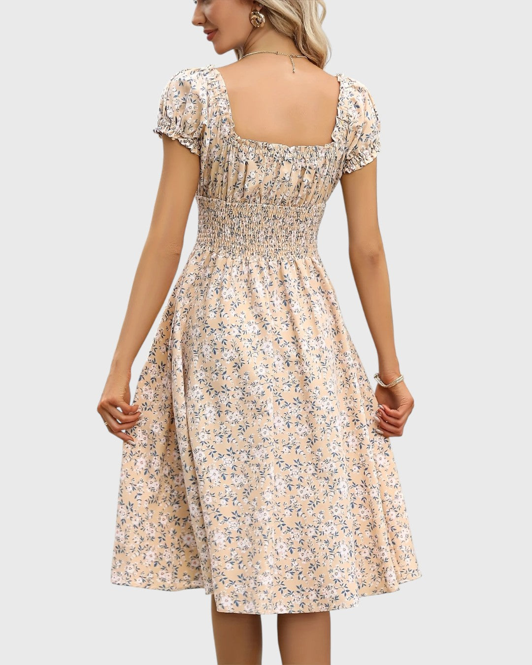 Noor™ | Blommig Klänning med Puffärmar