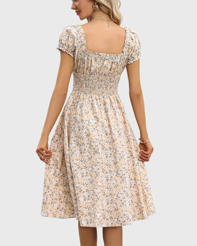 Noor™ | Blommig Klänning med Puffärmar