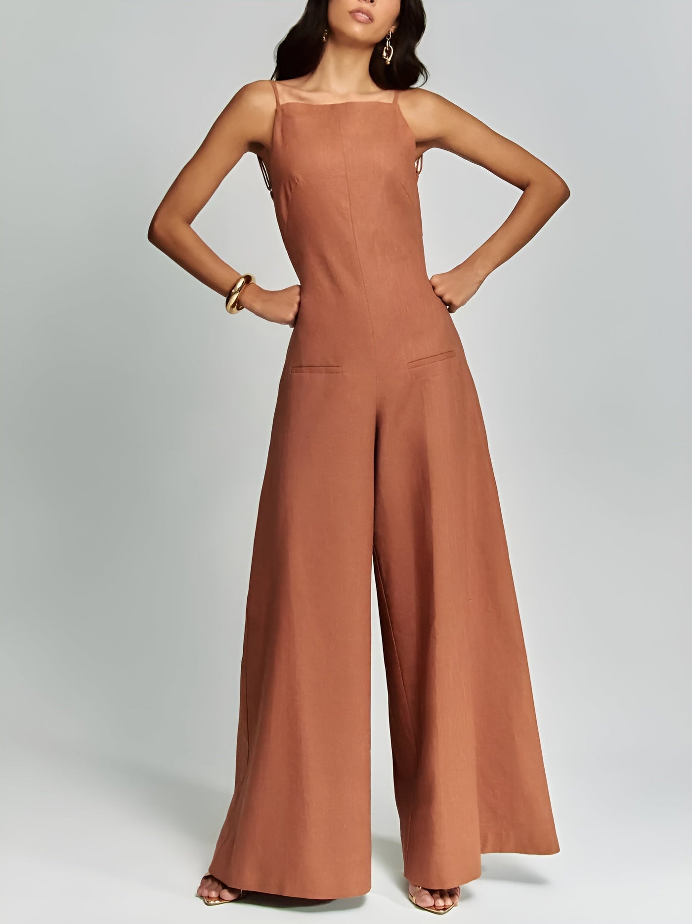 Helena™ | Brun Halter Jumpsuit