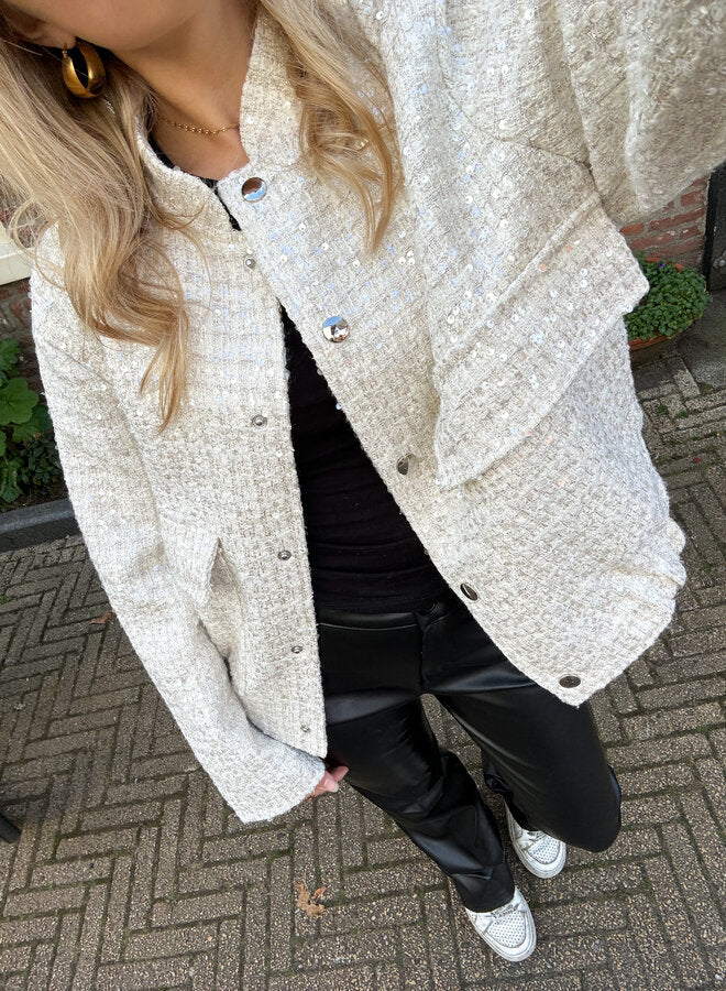 Mila™ | Glitterjacka Beige