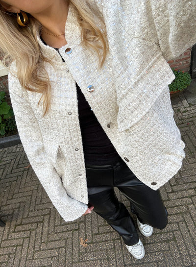 Mila™ | Glitterjacka Beige