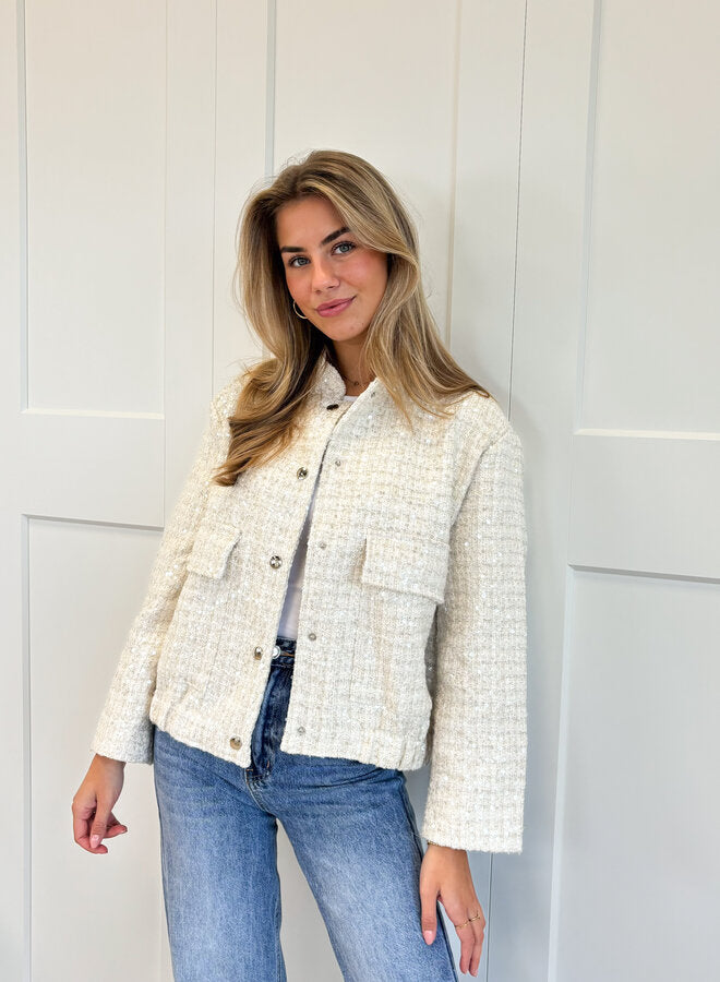 Mila™ | Glitterjacka Beige