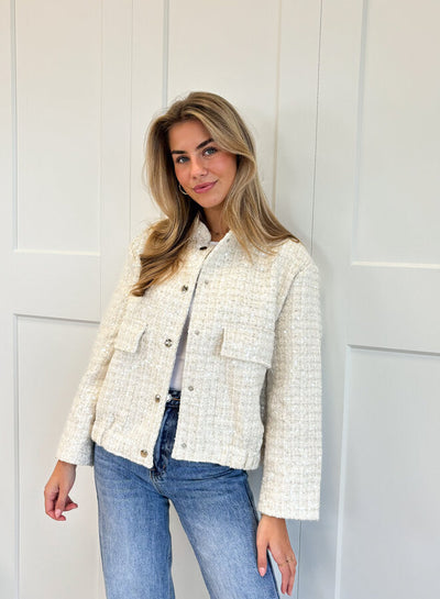 Mila™ | Glitterjacka Beige