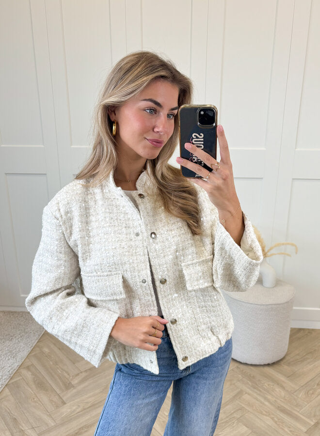 Mila™ | Glitterjacka Beige