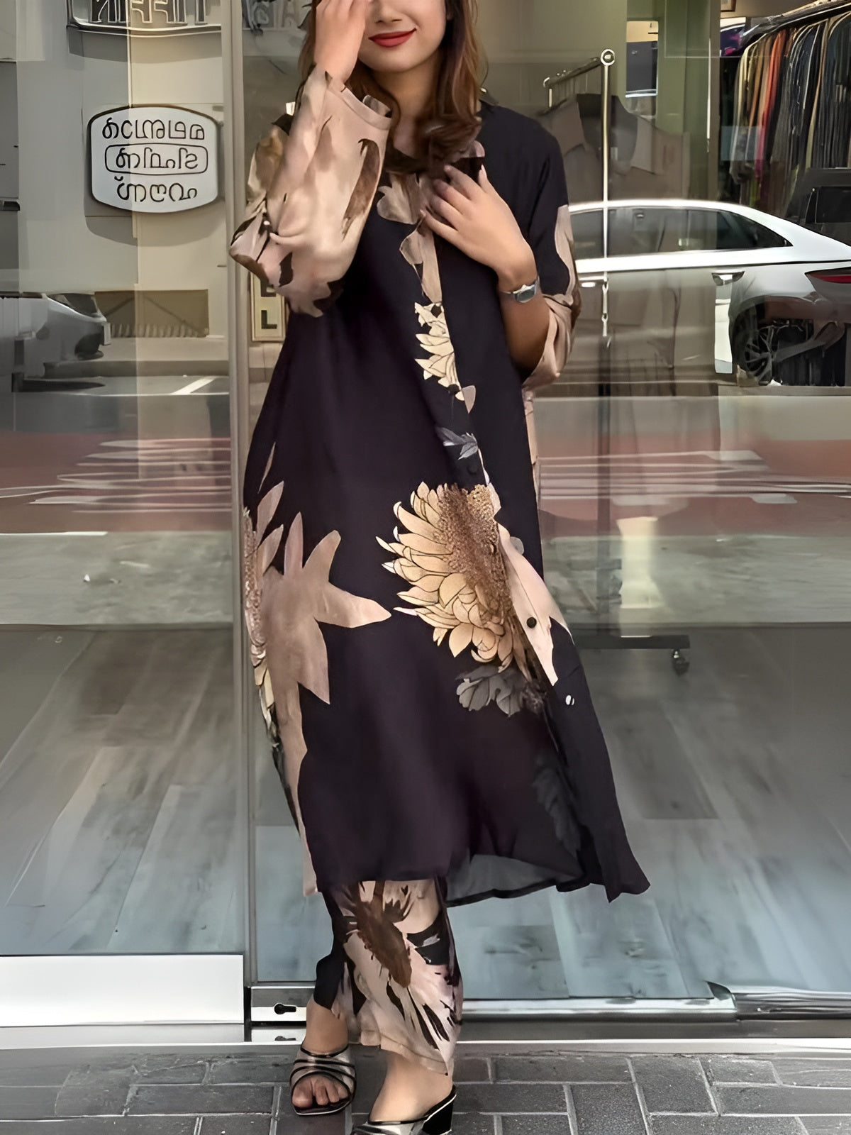 Åsa™ | Lapel Button Print Svart Set