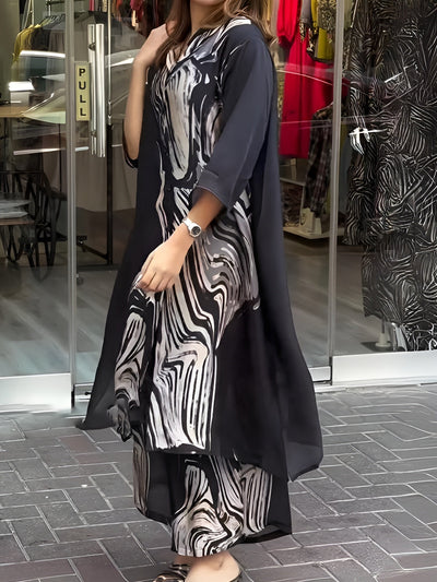 Åsa™ | Lapel Button Print Svart Set